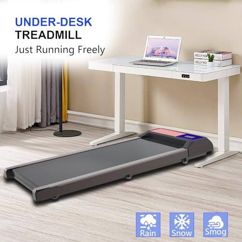 Upreign Under Desk Treadmill with 5% Incline, 2.5HP Portable Walking Pad with Remote & LED Display
