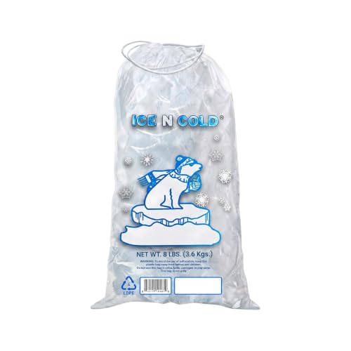 ICE N COLD 8lb Ice Bags (400 ct) with Cotton String, Food Grade, Reusable