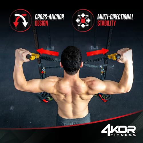 4KOR Gray Cross Anchor Shoulder Resistance Bands System - 3 Levels, Handles, Guide