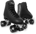 MonSports Adult & Kids Roller Skates for Indoor & Outdoor Use - Black, White, Derby Style, Women's 14 / Men's 13