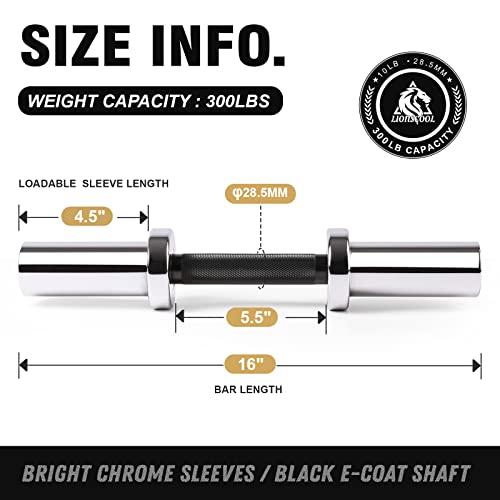 Silver Chrome Loadable Dumbbells 16 Inch - Heavy Duty Olympic Handles for Strength Training