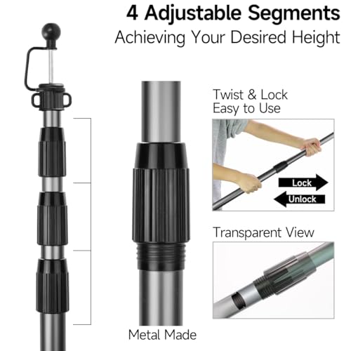 Gray Aluminum Tent Poles for Tarp - Telescoping, Set of 4, 8.2 Feet