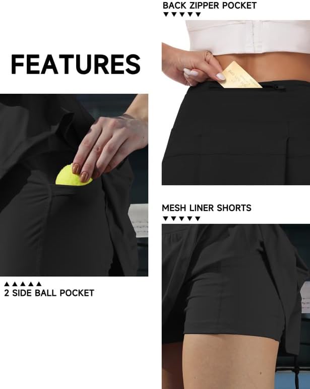 Skiennix Women's Tennis Skirts - High Waisted Athletic Golf Skorts with Pockets | Casual Workout Design