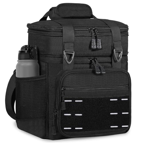 TENKIST 16L Expandable Tactical Lunch Box Men 2 Layer Cooler Bag Black A1