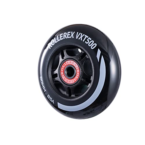 Steel Black 80mm Inline Skate Wheels - 8-Pack with Bearings & Spacers