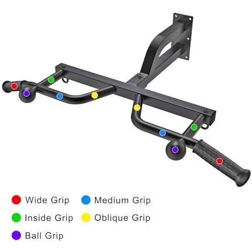 Kipika 48-inch Ceiling Mount Pull Up Bar with Multi-Grip Handles - Heavy Duty Home Gym Equipment (Pull-up Bar, Adjustable Height, 400lbs Capacity)