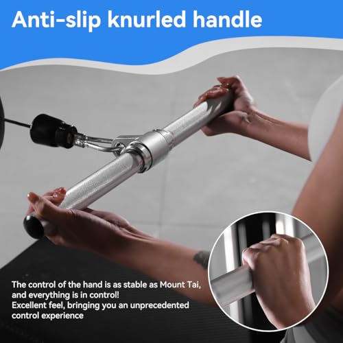 18.8-Inch Aluminum Straight Lat Pulldown Bar Cable Machine Attachment - Anti-Slip Handle