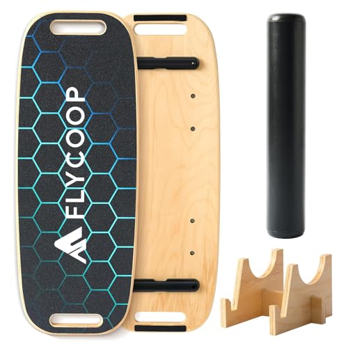 Flycoop Adjustable Balance Board for Adults - Black, 29 x 11 inches with Stand