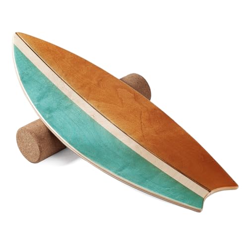 Balance Board with Natural Cork Roller - Blue Indoor Surfing Trainer