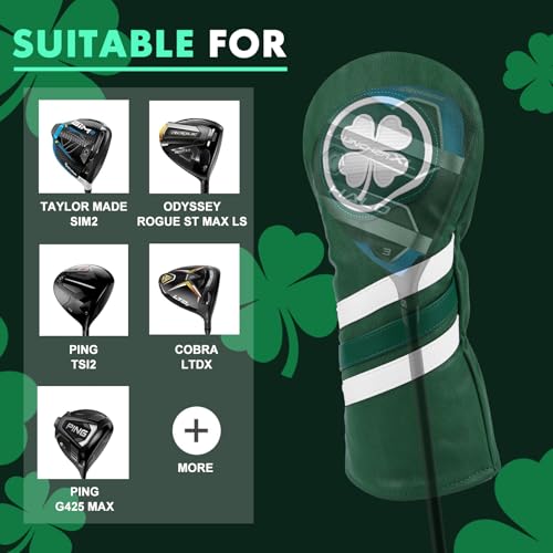 Golf Headcover for Driver 3 Wood Hybrid Rescue Fairway - Black & White, 'Birdie' Emblem - FAIRWAY