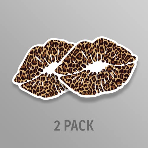 Car Window Vinyl Decal Sticker Leopard Print 2 Pack - 5 Inch Vehicle Decals