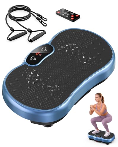 HTM Vibration Plate Exercise Machine - Blue / Medium - 9 Modes & 120 Speeds for Home Fitness