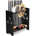 Pool Cue Stick Floor Stand Holder with Cone Chalk - Black, Wood