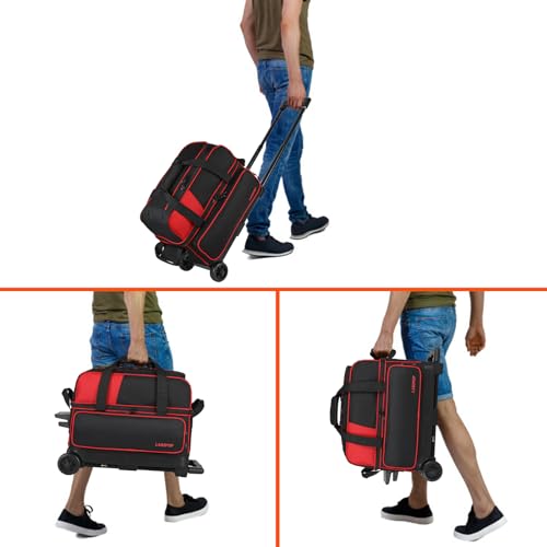 LARIPOP Red Bowling Ball Roller Bag with Shoe Compartment & Padded Protection