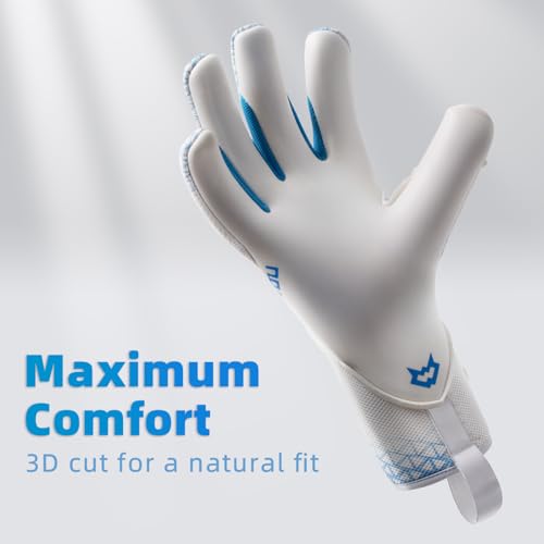 White Goalkeeper Gloves for Adults & Youth Soccer - High Grip Latex, Breathable, 8