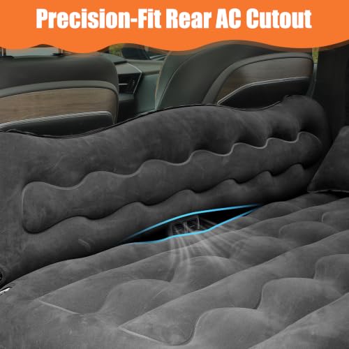 Uncle Elk Black Car Air Mattress Bed for Back Seat - Inflatable Camping Sleeping Pad with Pillows & Pump