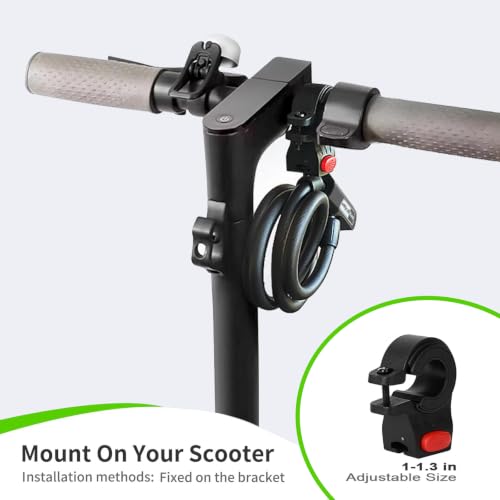 Heavy Duty Electric Scooter Lock 4FT 12mm Steel Cable with Mounting Bracket
