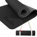 Feetlu Black & Gray Extra Thick 10mm Yoga Mat 72x24 Non-Slip with Carry Strap