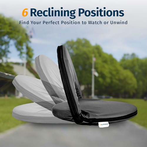 Alpcour Black Folding Stadium Seat with 6-Position Recline & Extra Padding