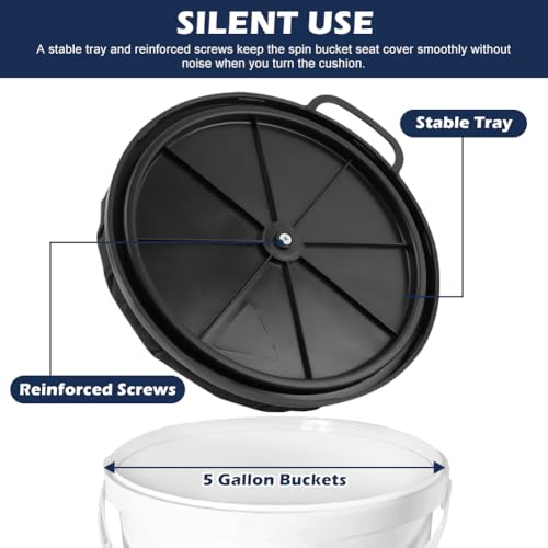 Black 5 Gallon Bucket Seat with 360-Degree Swivel and Waterproof Cover