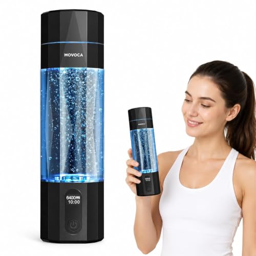 MOVOCA Black Hydrogen Water Bottle Generator 6400PPB Portable & Leak-Proof