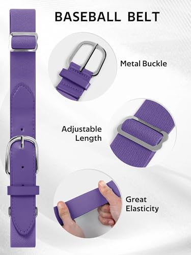 Youth Baseball Socks and Belt Set - Adjustable Softball & Football Accessories Purple 8-12 Years