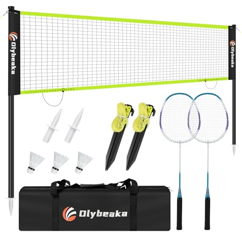 Olybeaka 12ft Black Badminton Net Set for Backyard Easy Setup & Stable Play