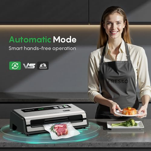 FRESKO Food Vacuum Sealer with Automatic Detection & Large Silver
