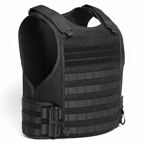 TACNEX Lightweight MOLLE Duty Vest with Quick Release - Black Adjustable Workout Vest for Men Women