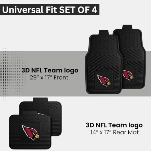 Arizona Cardinals Car Floor Mats Set of 4 - All-Weather Vehicle Mats