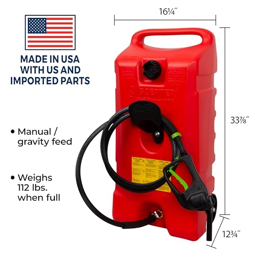 Scepter Flo 'N Go 14 Gallon Gas Caddy with Manual Pump, Red Fuel Tank