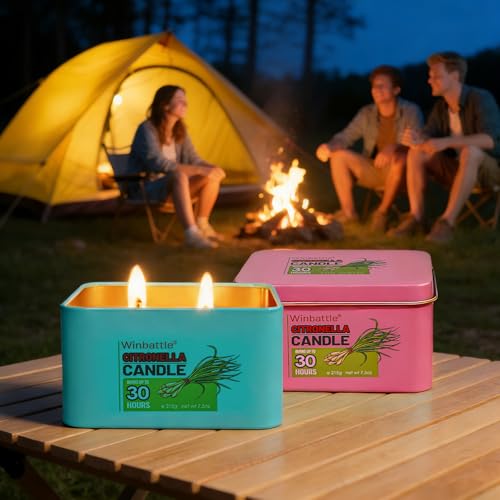 Outdoor Indoor Citronella Candles Set - 2 Pack Soy Wax Emergency Candles