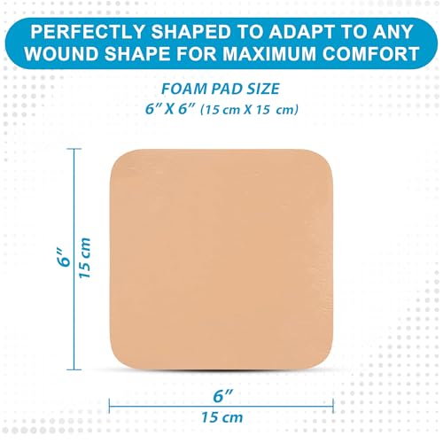 MedVance Waterproof Foam Wound Dressing 6x6 Inches, 5 Pack - Non-Adherent Medical Wound Care
