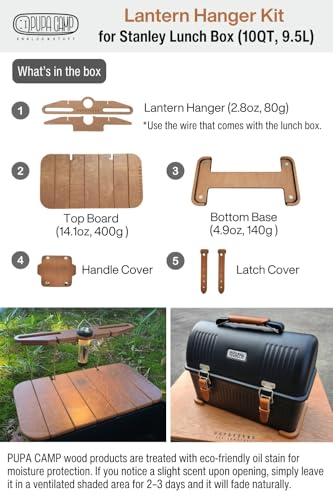 Wooden Table & Hanger Accessories for Stanley 10qt Lunch Box - Camping Gear