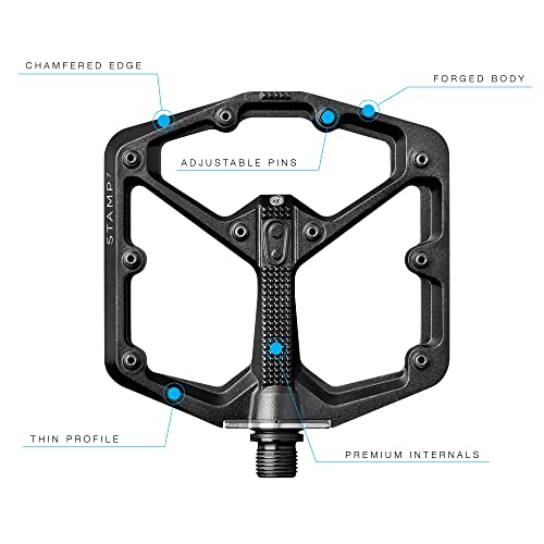 Crankbrothers Stamp 7 Flat MTB Pedals - Large Size, Black, Durable, Lightweight