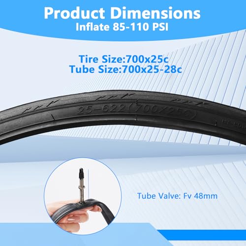 700x25c Road Bike Tire Set with Inner Tubes & Repair Kit - Puncture-Resistant, Folding, Urban & Rural Use