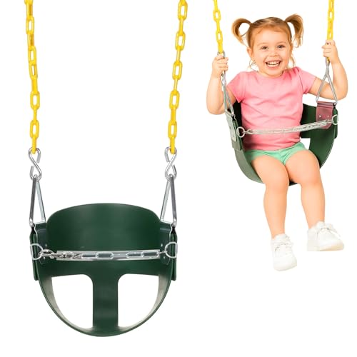 Toddler Swing Seat Half Bucket Outdoor Playground Swing Green