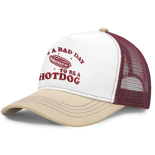 It's a Bad Day to Be a Hotdog Snapback Trucker Hat - Embroidered Mesh Baseball Cap for Men Women