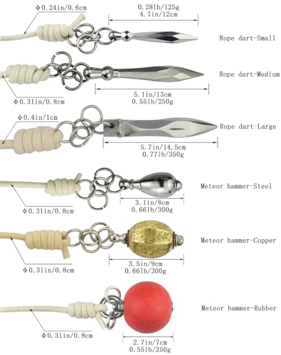 Martial Arts Rope Dart - Rubber Meteor Hammer for Practice & Training - Blue Variation