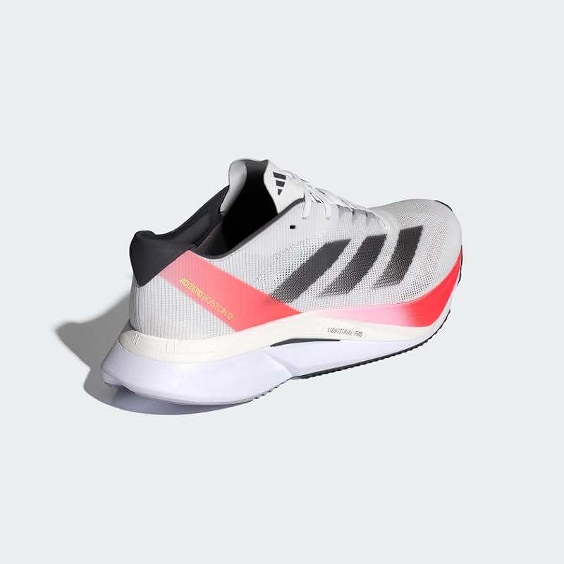 Adizero Boston 12 Running Shoes - White Aurora Met Solar Red 10.5