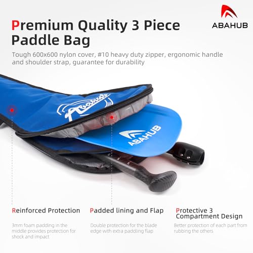 Abahub Blue Carbon Fiber SUP Paddle 3-Piece Adjustable 67-86" with Carry Bag