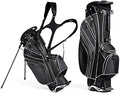 MEDIMALL Black Golf Stand Bag with 6-Way Divider, Portable Lightweight Organizer