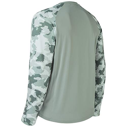 Men's UPF 50 Camo Fishing T-Shirt Long Sleeve Quick Dry Sweatshirt - X-Large Ash Grey/Ash Green