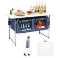 4ft Foldable Camping Table with Adjustable Height & Storage Organizer