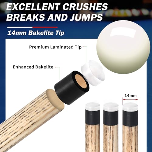 AKLOT 23-25oz Heavy Jump Break Pool Cue Stick with 14mm Bakelite Tip
