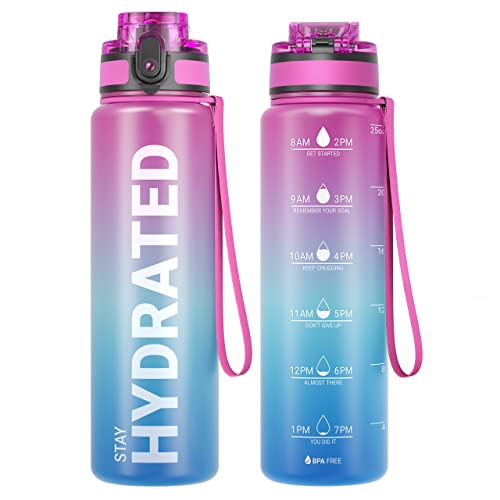 Sahara Sailor Water Bottle 25oz with Time Marker - Tritan Sports Container - Aurora Borealis / 750ml