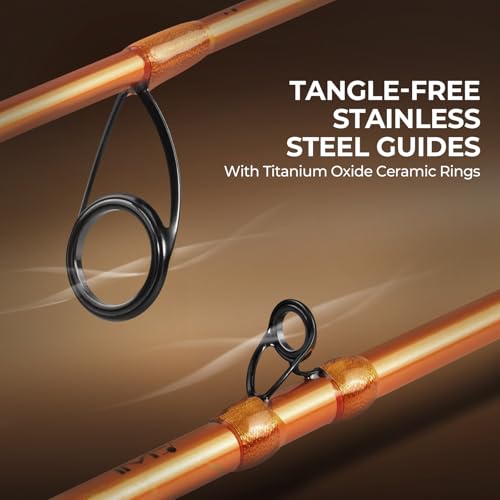 Fishing Rod and Reel Combo - 7'4" Twin-Tip Casting & Baitcasting Set - Orange