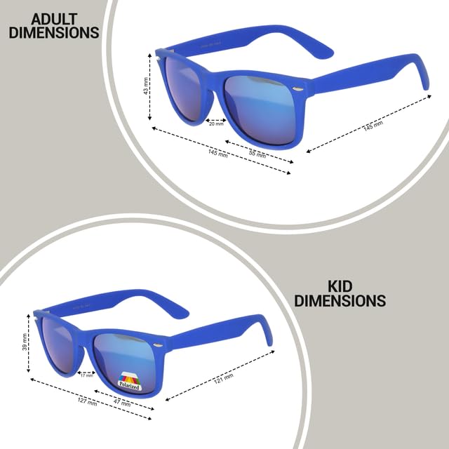 OWL Matching Family Sunglasses - UV400 Protection with Impact Resistant Polycarbonate Lenses - Lightweight Kids’ Polarized Matte Frame Mirror Glasses - Mommy & Me – Mother & Daughter - Turquoise
