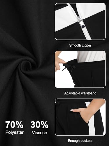 Plus Size Women's 2 Piece Sweatsuit Set with Zip Up Jacket and Sweatpants - Casual Loungewear