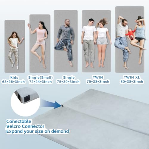 KingChii Grey Memory Foam Camping Mattress 75x30x3 Inch Portable Travel Bed